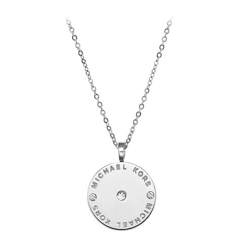 michael kors mkj2655040|Michael Kors Mkj2655 Silver Tone Logo Plaque Disc Pendant.